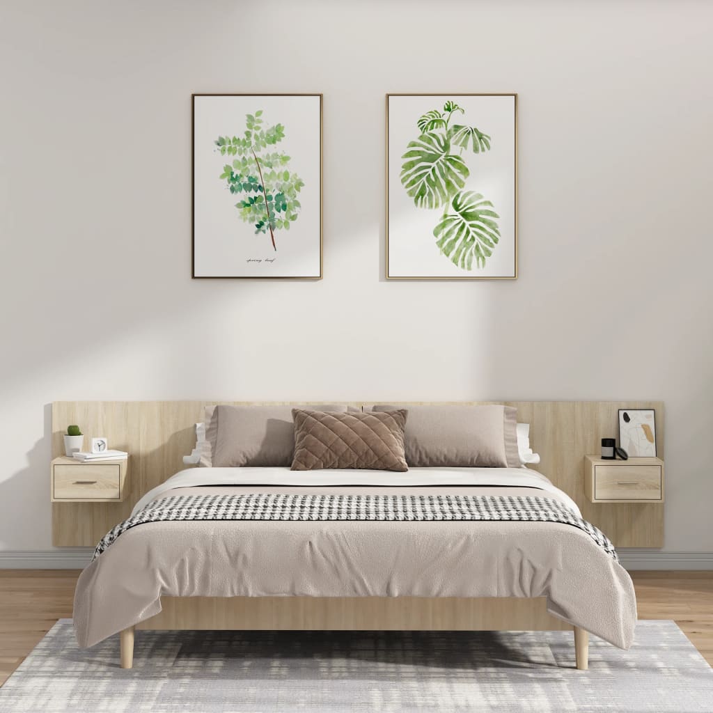 Berkfield Bed Headboard with Cabinets Sonoma Oak Engineered Wood