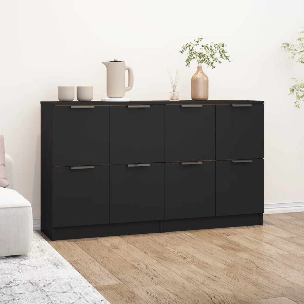 Berkfield Sideboards 2 pcs Black 60x30x70 cm Engineered Wood