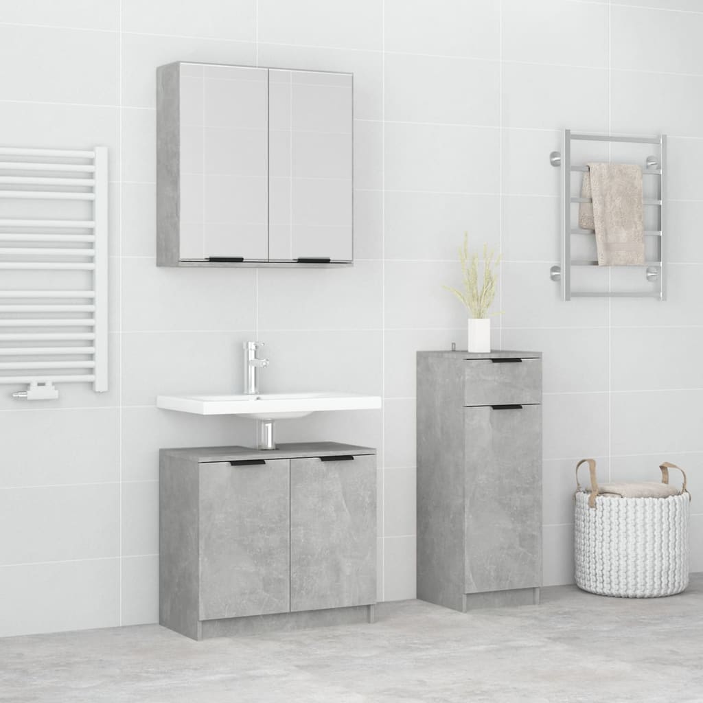 Berkfield 3 Piece Bathroom Cabinet Set Concrete Grey Engineered Wood