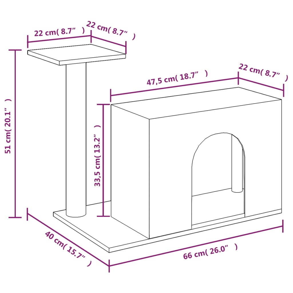 Berkfield Cat Tree with Sisal Scratching Post Light Grey 51 cm