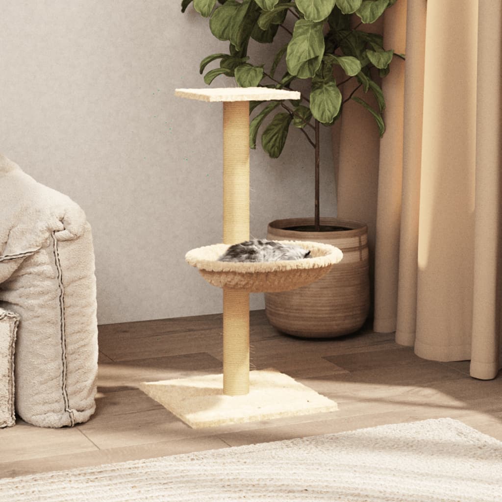 Berkfield Cat Tree with Sisal Scratching Post Cream 74 cm