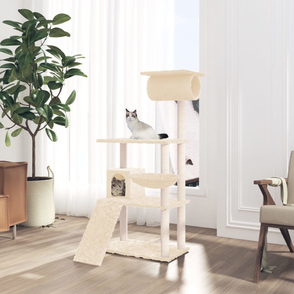 Berkfield Cat Tree with Sisal Scratching Posts Cream 131 cm