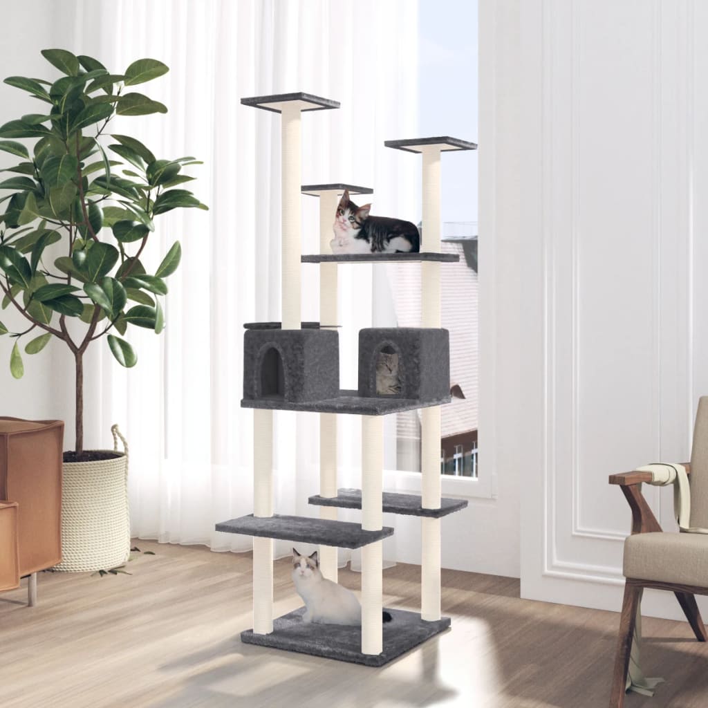 Berkfield Cat Tree with Sisal Scratching Posts Dark Grey 167 cm