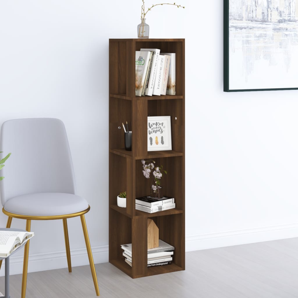 Berkfield Corner Cabinet Brown Oak 33x33x132 cm Engineered Wood