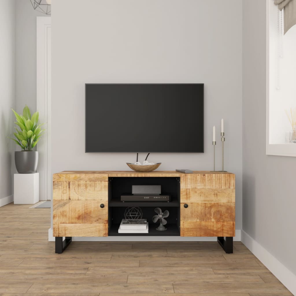 Berkfield TV Cabinet 105x33x46cm Solid Wood Mango
