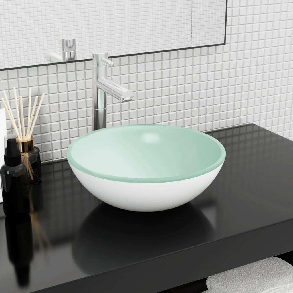 Berkfield Basin Tempered Glass 35x12 cm White