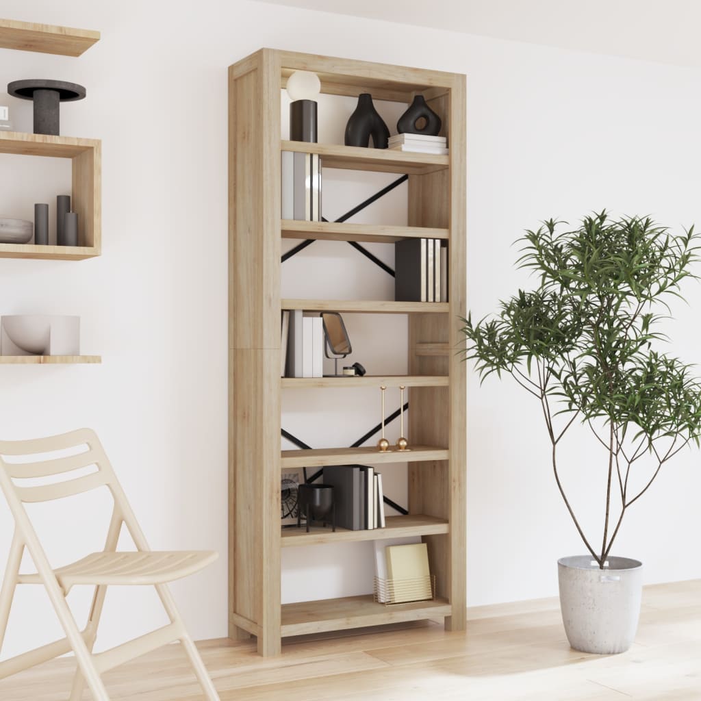 Berkfield 7-Tier Bookcase 80x30x200 cm Solid Wood Acacia