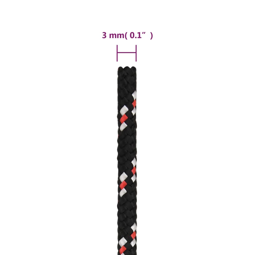 Berkfield Boat Rope Black 3 mm 250 m Polypropylene