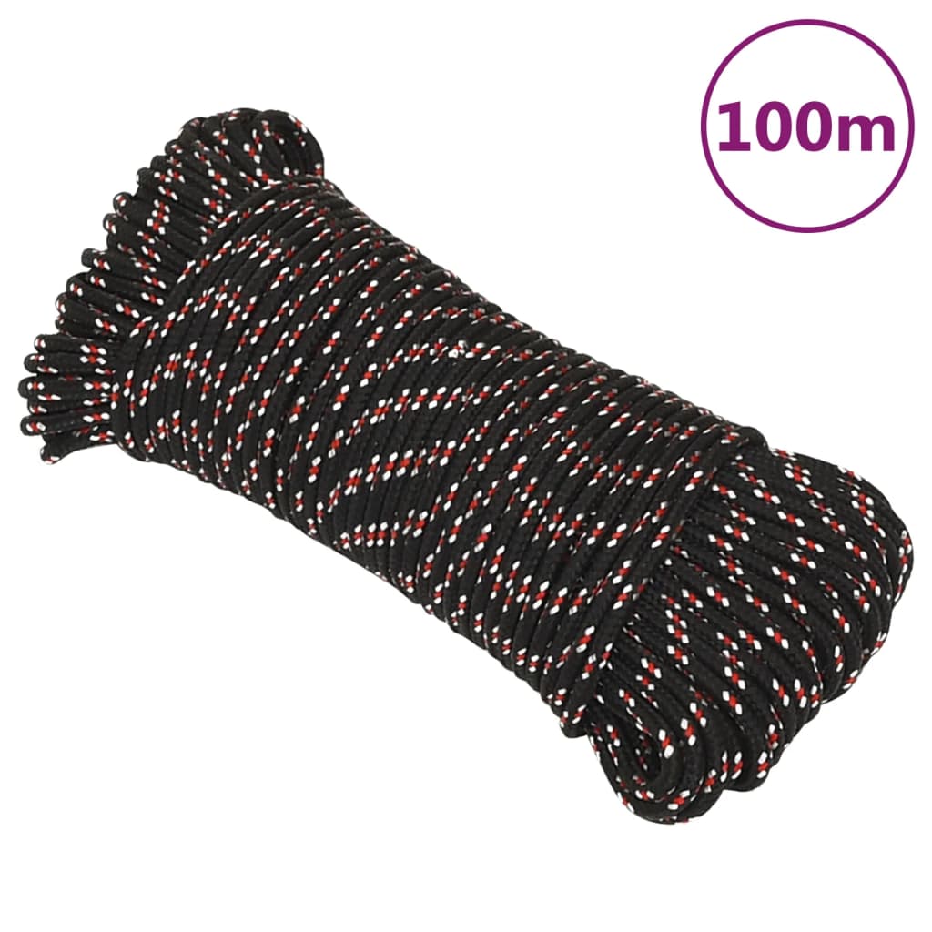 Berkfield Boat Rope Black 5 mm 100 m Polypropylene