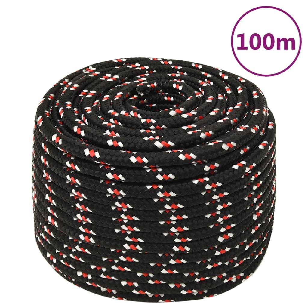 Berkfield Boat Rope Black 14 mm 100 m Polypropylene