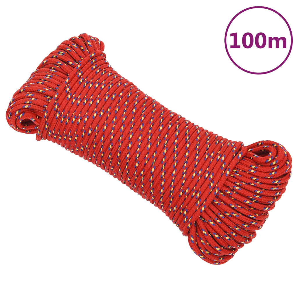 Berkfield Boat Rope Red 4 mm 100 m Polypropylene