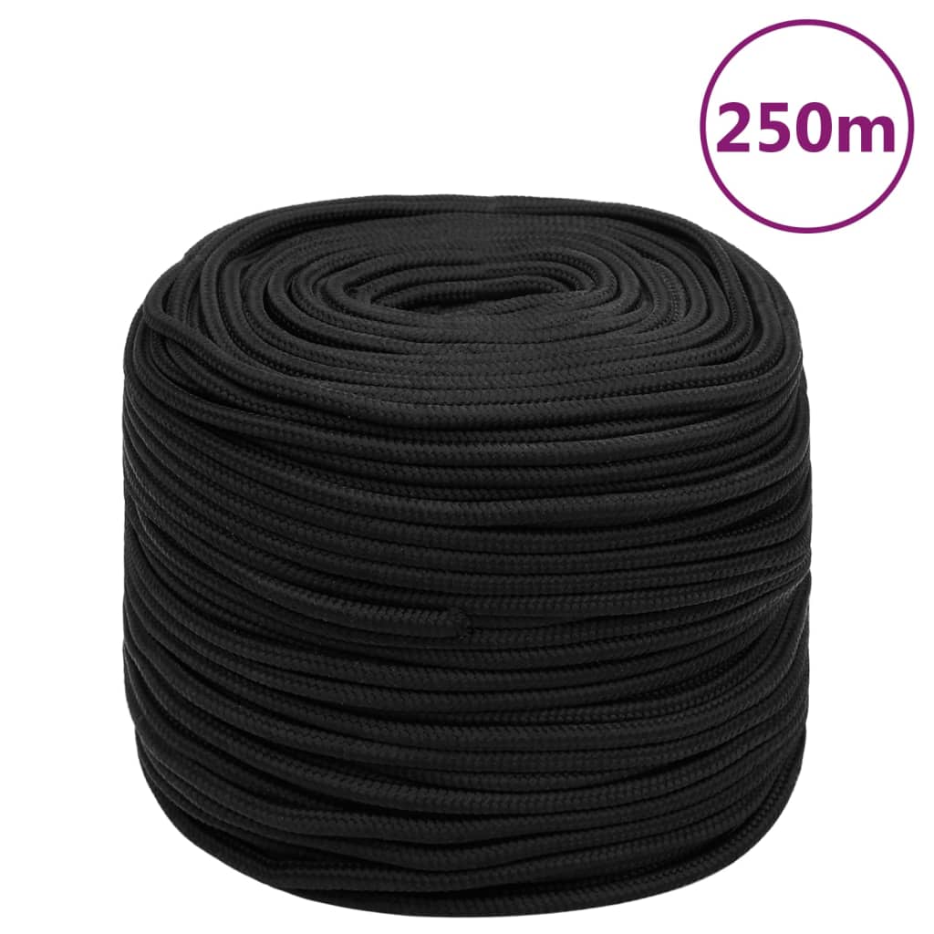 Berkfield Boat Rope Full Black 6 mm 250 m Polypropylene