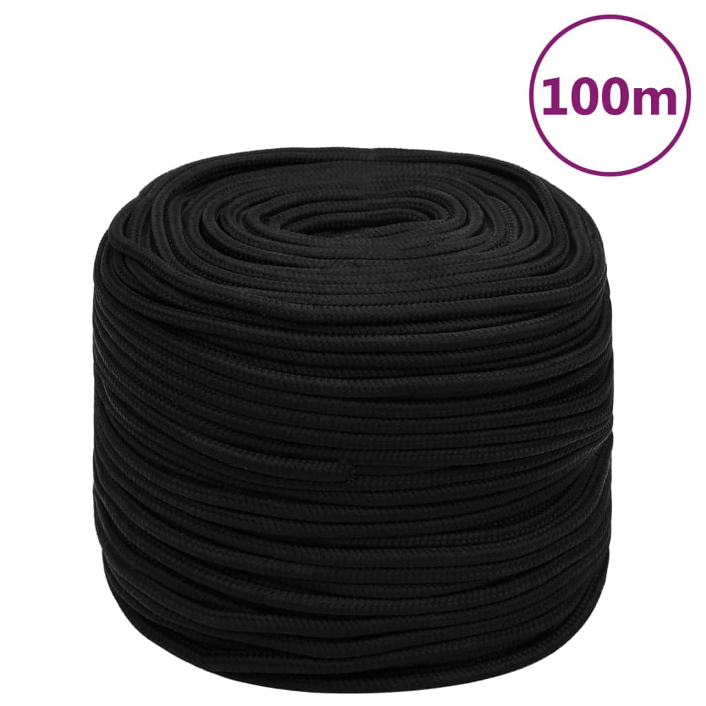 Berkfield Work Rope Black 8 mm 100 m Polyester