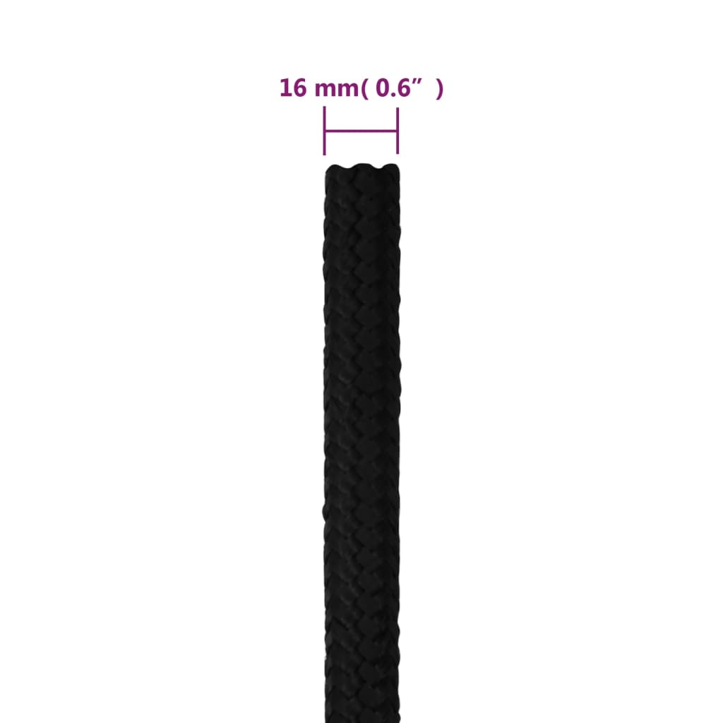 Berkfield Work Rope Black 16 mm 50 m Polyester