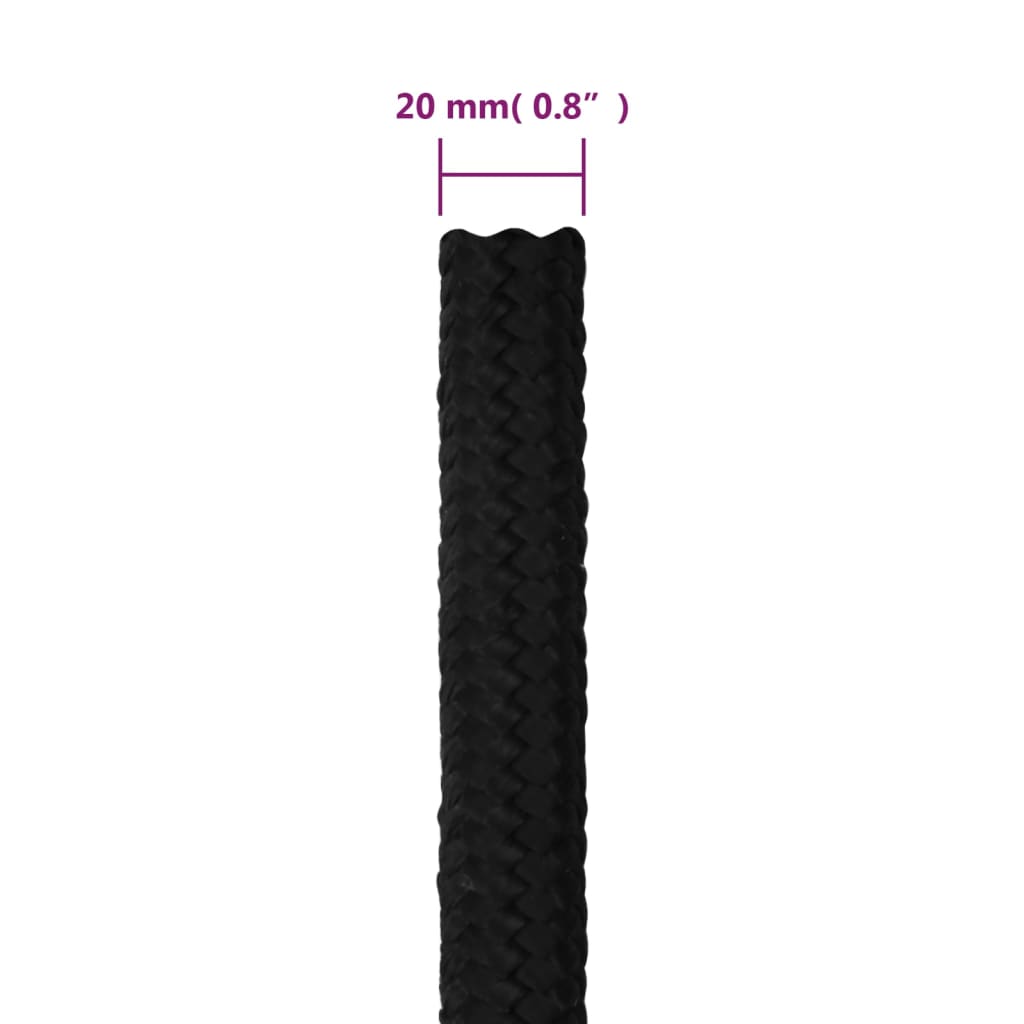 Berkfield Work Rope Black 20 mm 25 m Polyester