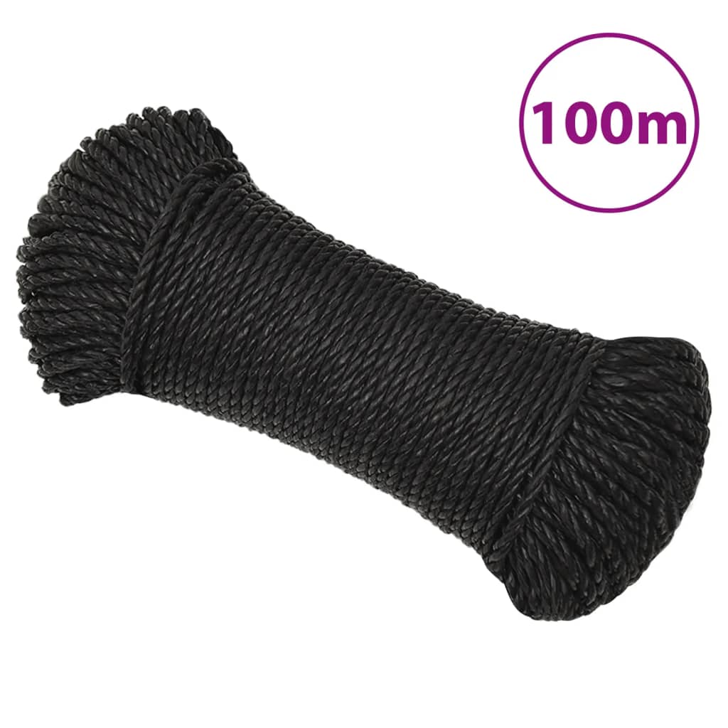 Berkfield Work Rope Black 8 mm 100 m Polypropylene