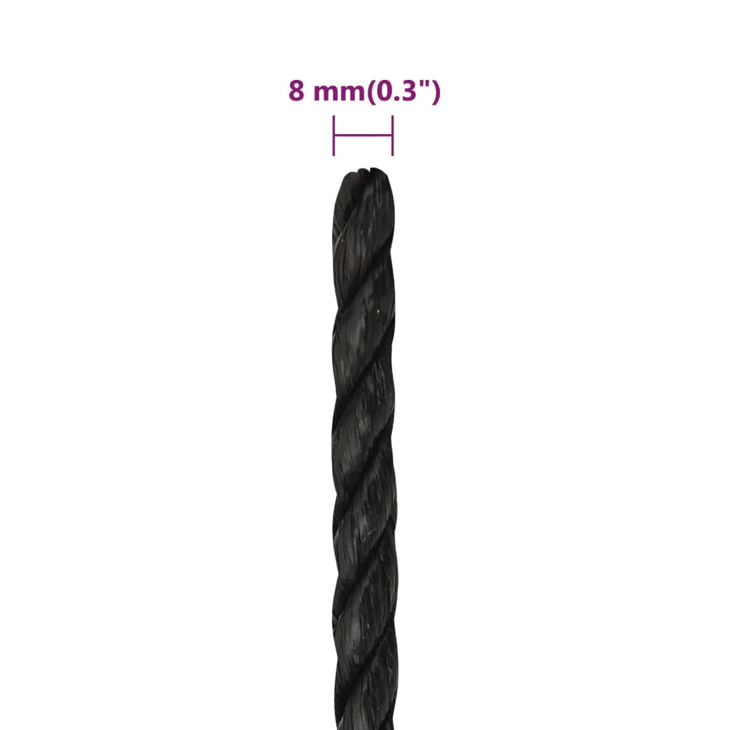 Berkfield Work Rope Black 8 mm 500 m Polypropylene