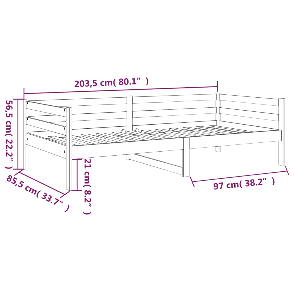 Berkfield Day Bed 80x200 cm Solid Wood Pine