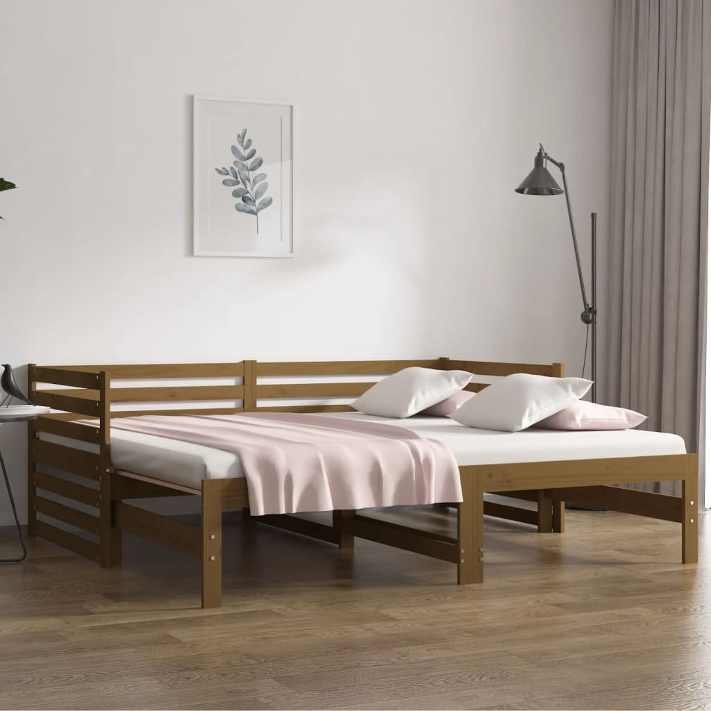 Berkfield Pull-out Day Bed Honey Brown 2x(80x200) cm Solid Wood Pine