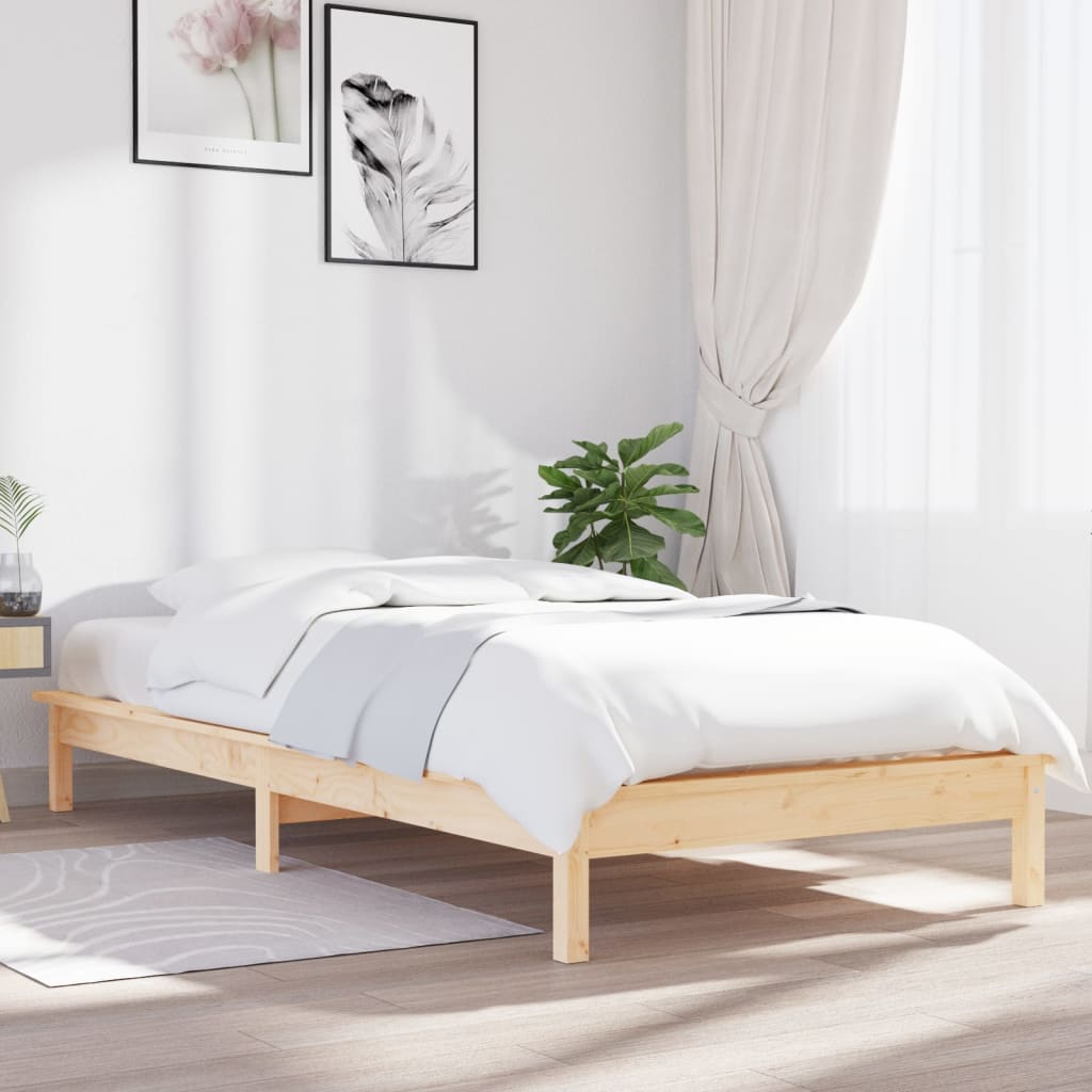Berkfield Bed Frame 75x190 cm Small Single Solid Wood Pine