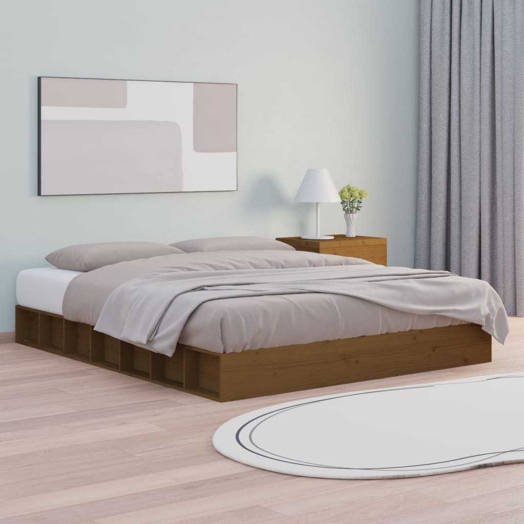 Berkfield Bed Frame Honey Brown 150x200 cm King Size Solid Wood
