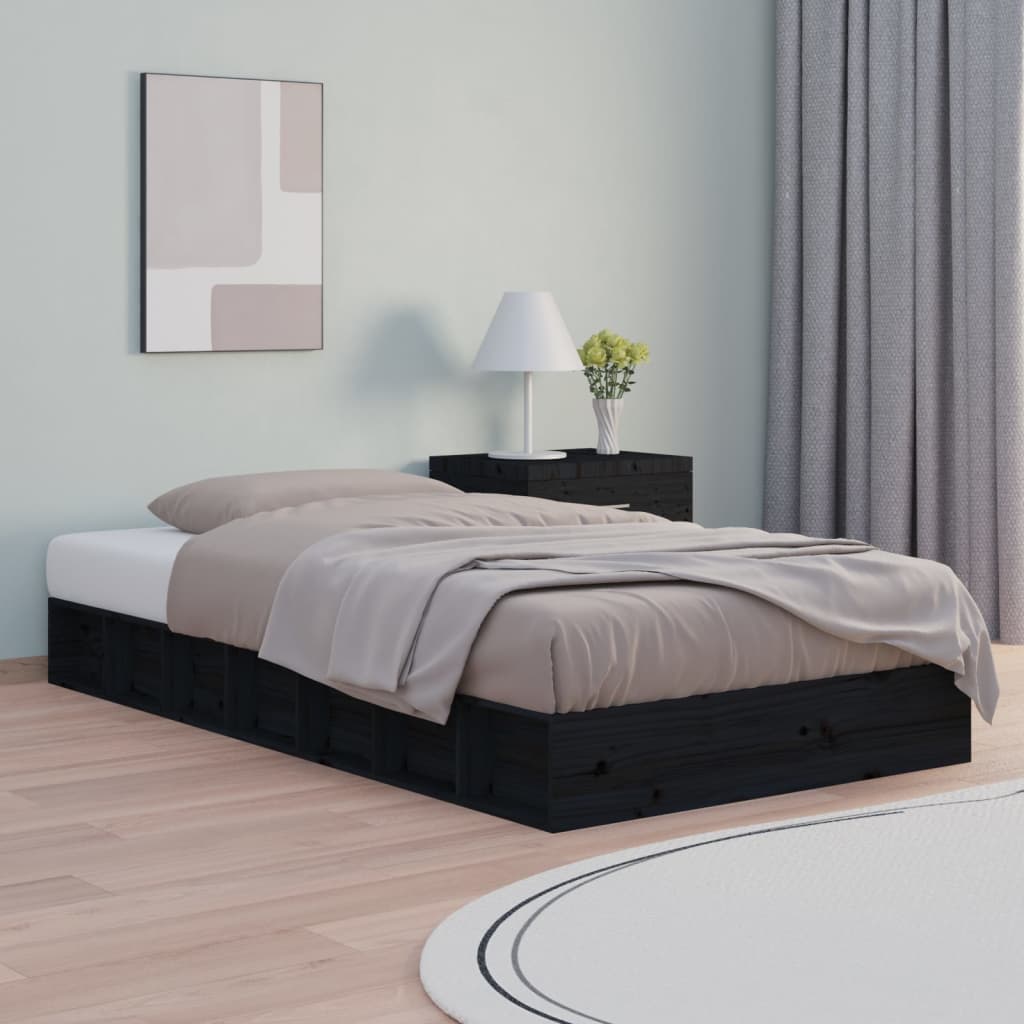 Berkfield Bed Frame Black 120x190 cm Small Double Solid Wood
