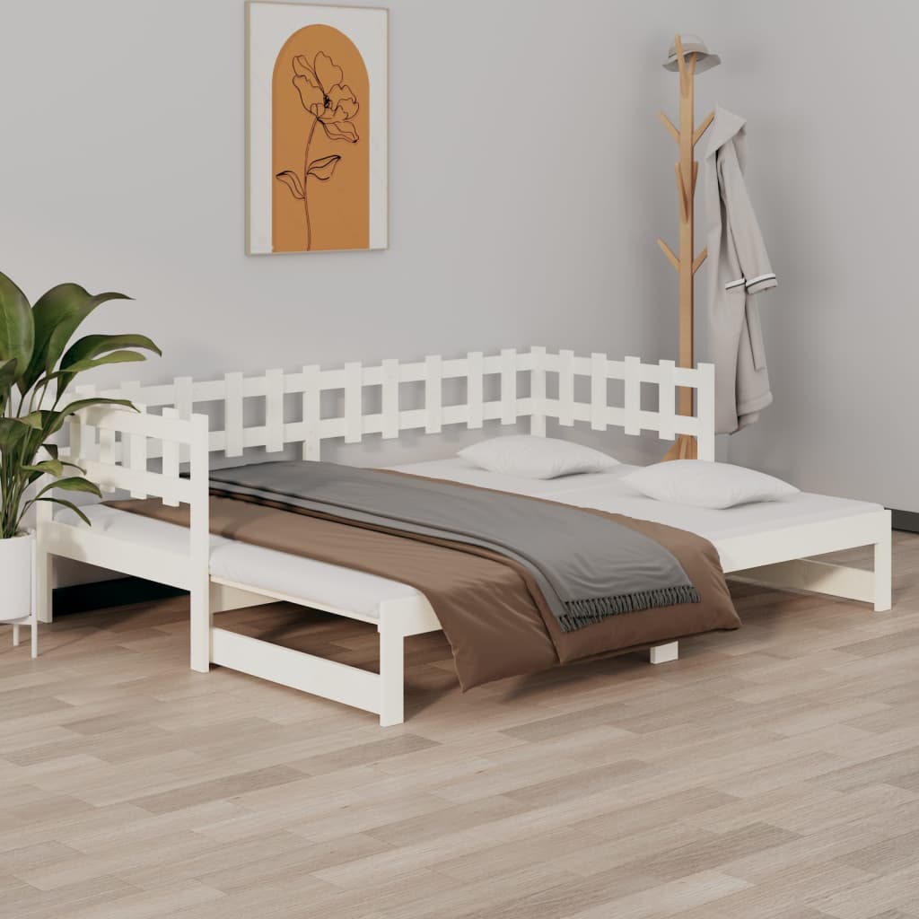 Berkfield Pull-out Day Bed White 2x(80x200) cm Solid Wood Pine