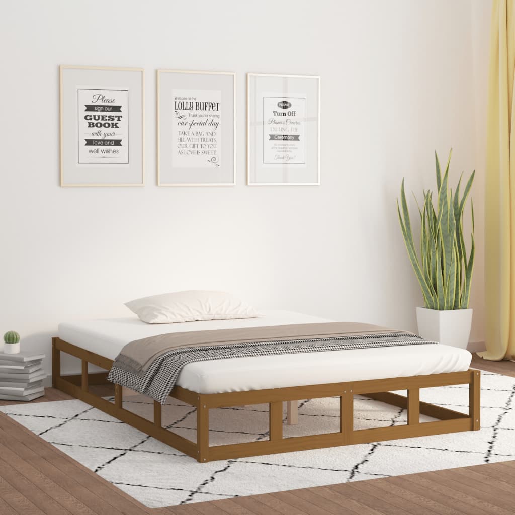 Berkfield Bed Frame Honey Brown 140x200 cm Solid Wood