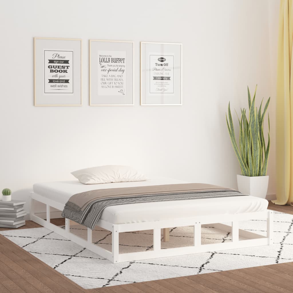 Berkfield Bed Frame White 200x200 cm Solid Wood