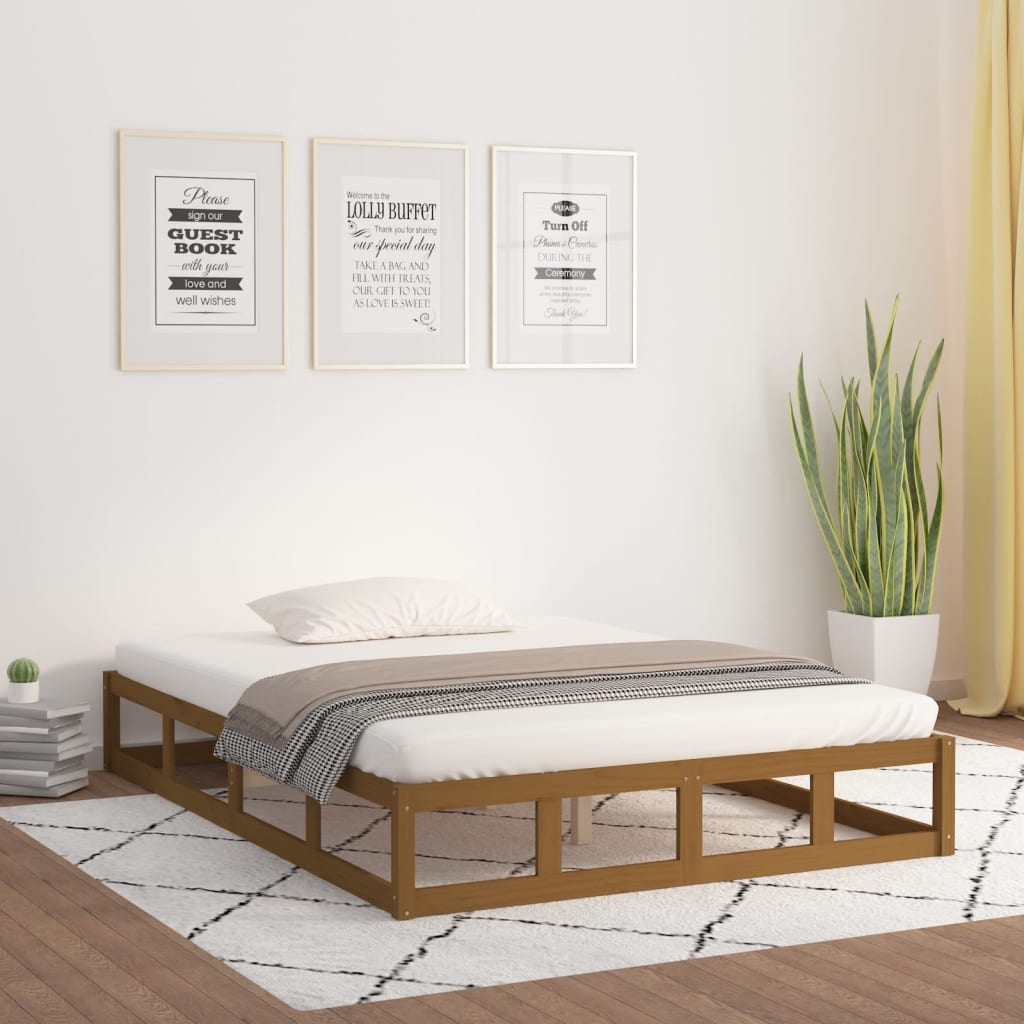 Berkfield Bed Frame Honey Brown 140x190 cm Solid Wood