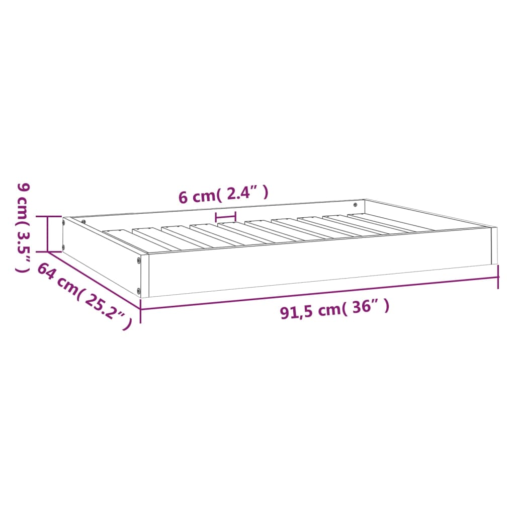 Berkfield Dog Bed Honey Brown 91.5x64x9 cm Solid Wood Pine