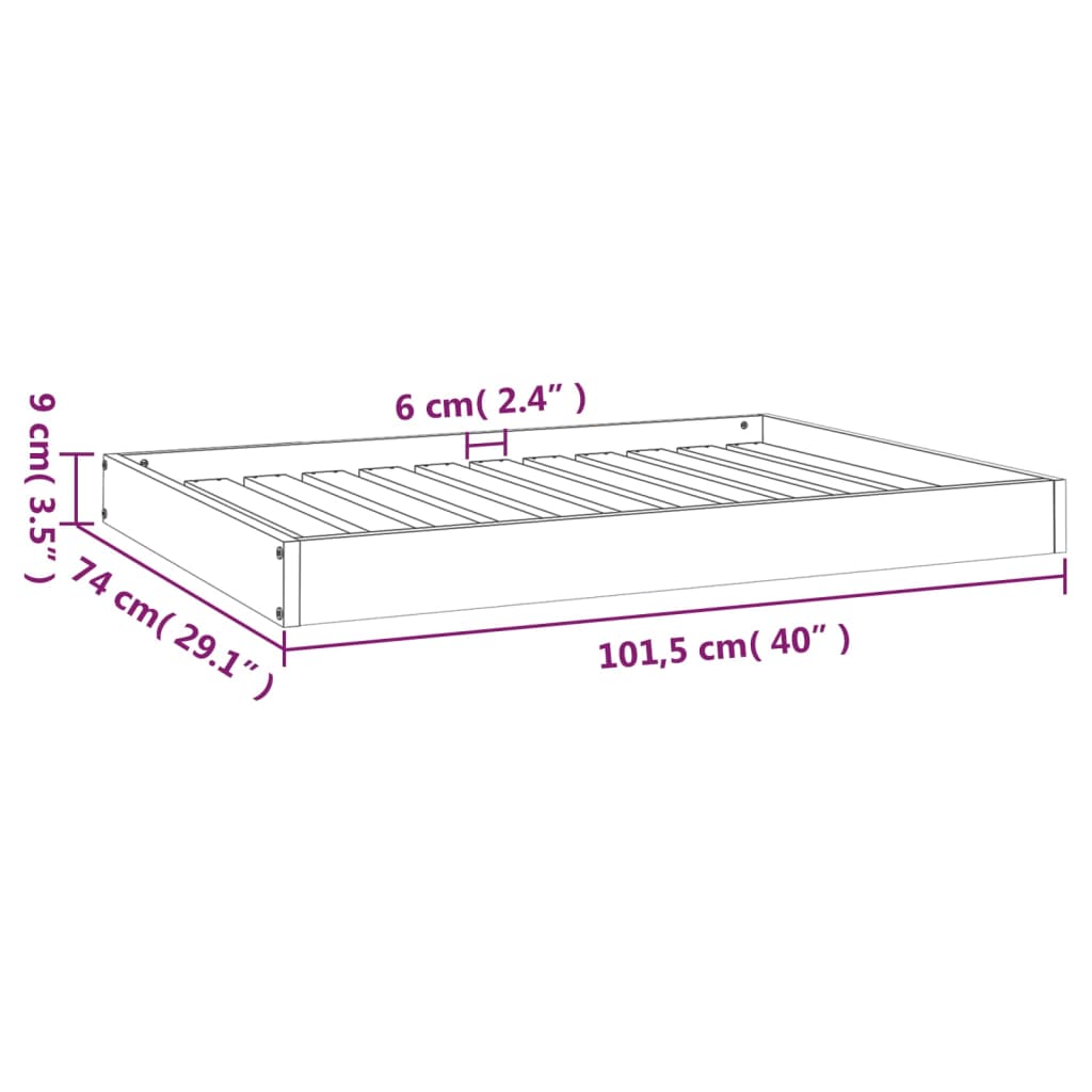 Berkfield Dog Bed 101.5x74x9 cm Solid Wood Pine