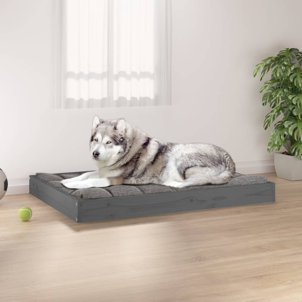 Berkfield Dog Bed Grey 101.5x74x9 cm Solid Wood Pine