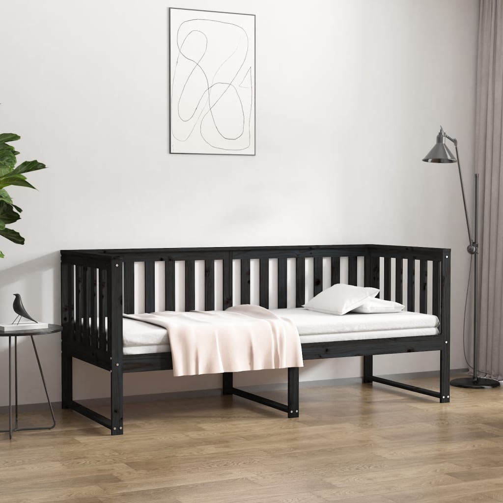 Berkfield Day Bed Black 80x200 cm Solid Wood Pine