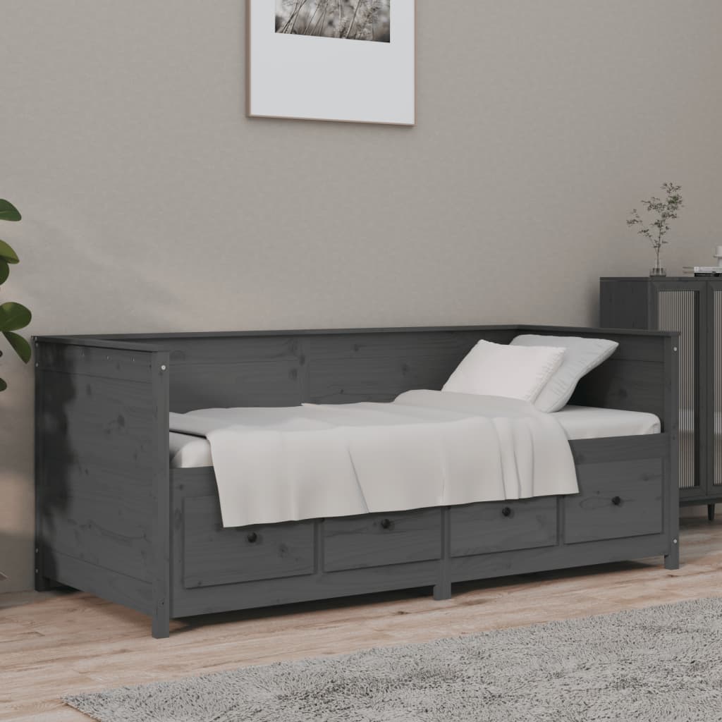 Berkfield Day Bed Grey 100x200 cm Solid Wood Pine