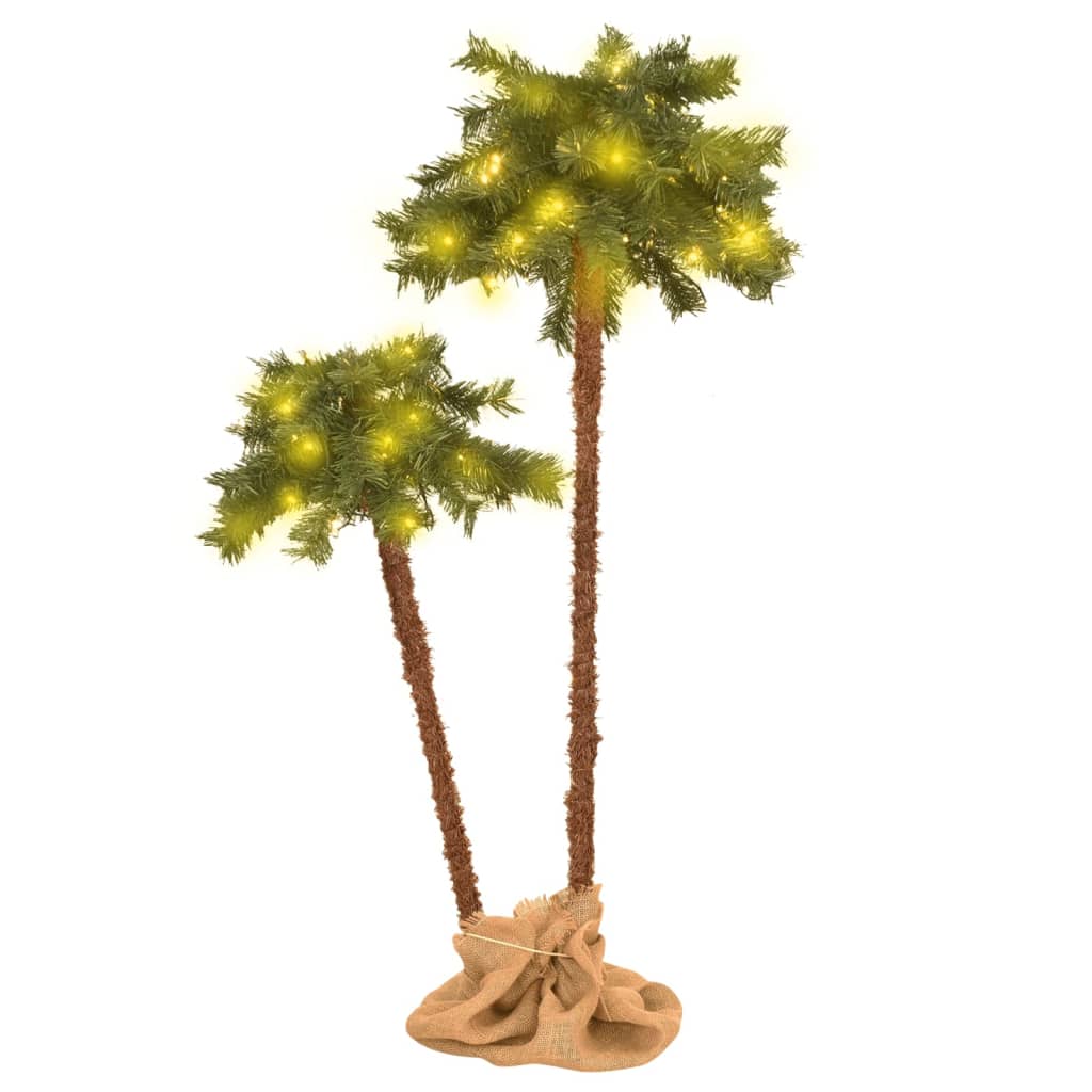 Berkfield Artificial Double Palm Tree with LEDs 125 cm&210 cm