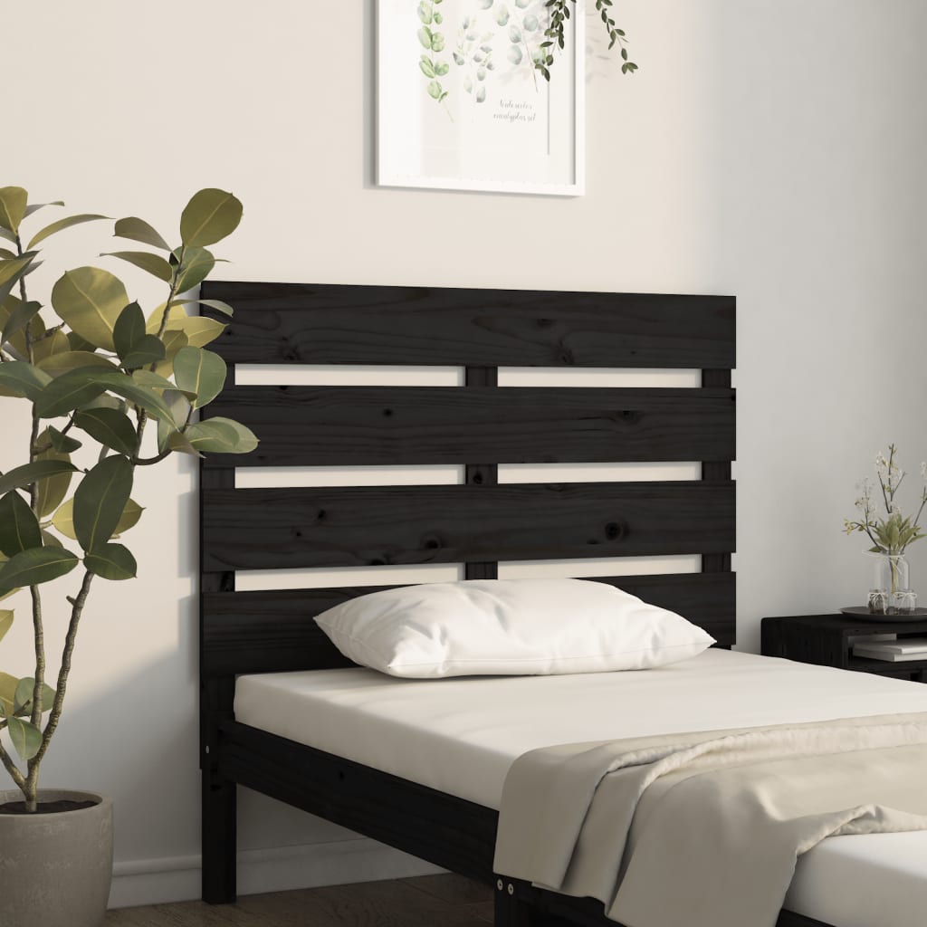 Berkfield Headboard Black 90x3x80 cm Solid Wood Pine