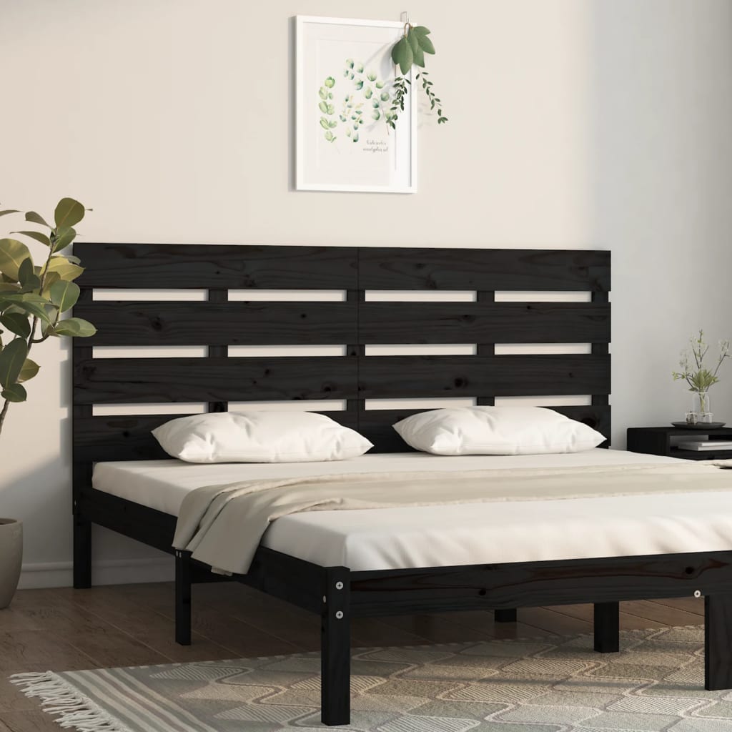 Berkfield Headboard Black 140x3x80 cm Solid Wood Pine