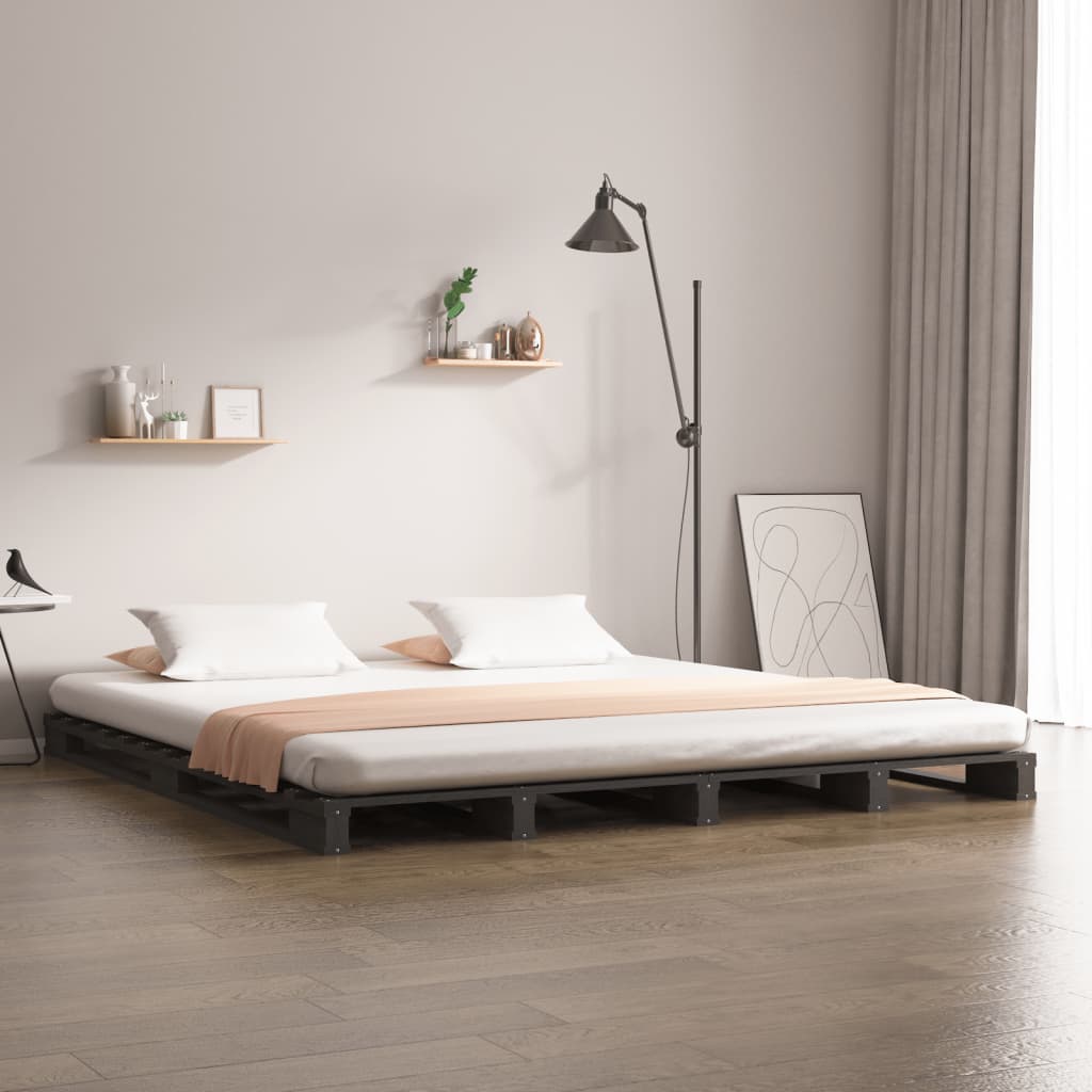 Berkfield Pallet Bed Grey 160x200 cm Solid Wood Pine