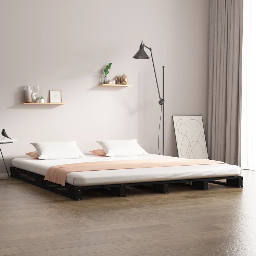 Berkfield Pallet Bed Black 160x200 cm Solid Wood Pine