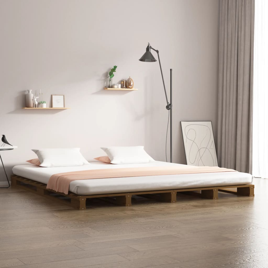 Berkfield Pallet Bed Honey Brown 180x200cm Super King Size Solid Wood