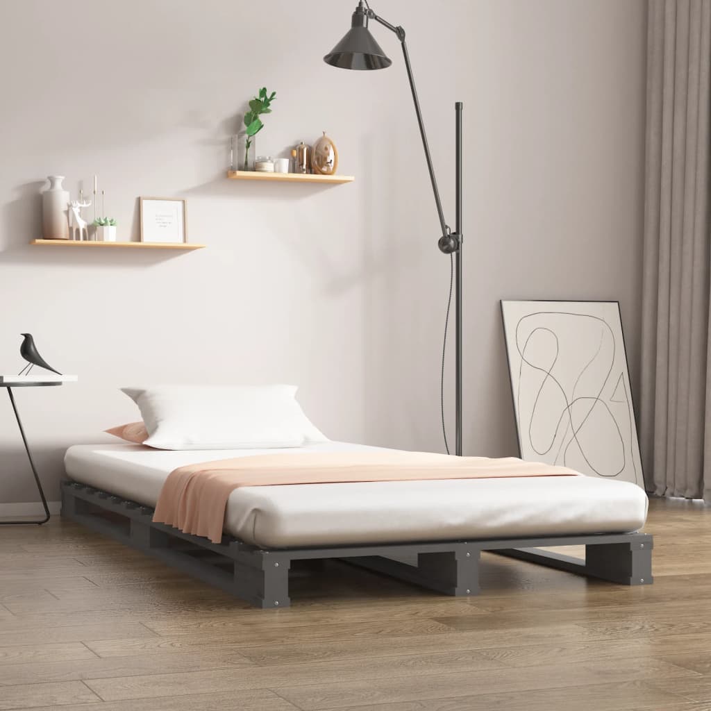 Berkfield Pallet Bed Grey 90x190 cm Single Solid Wood Pine