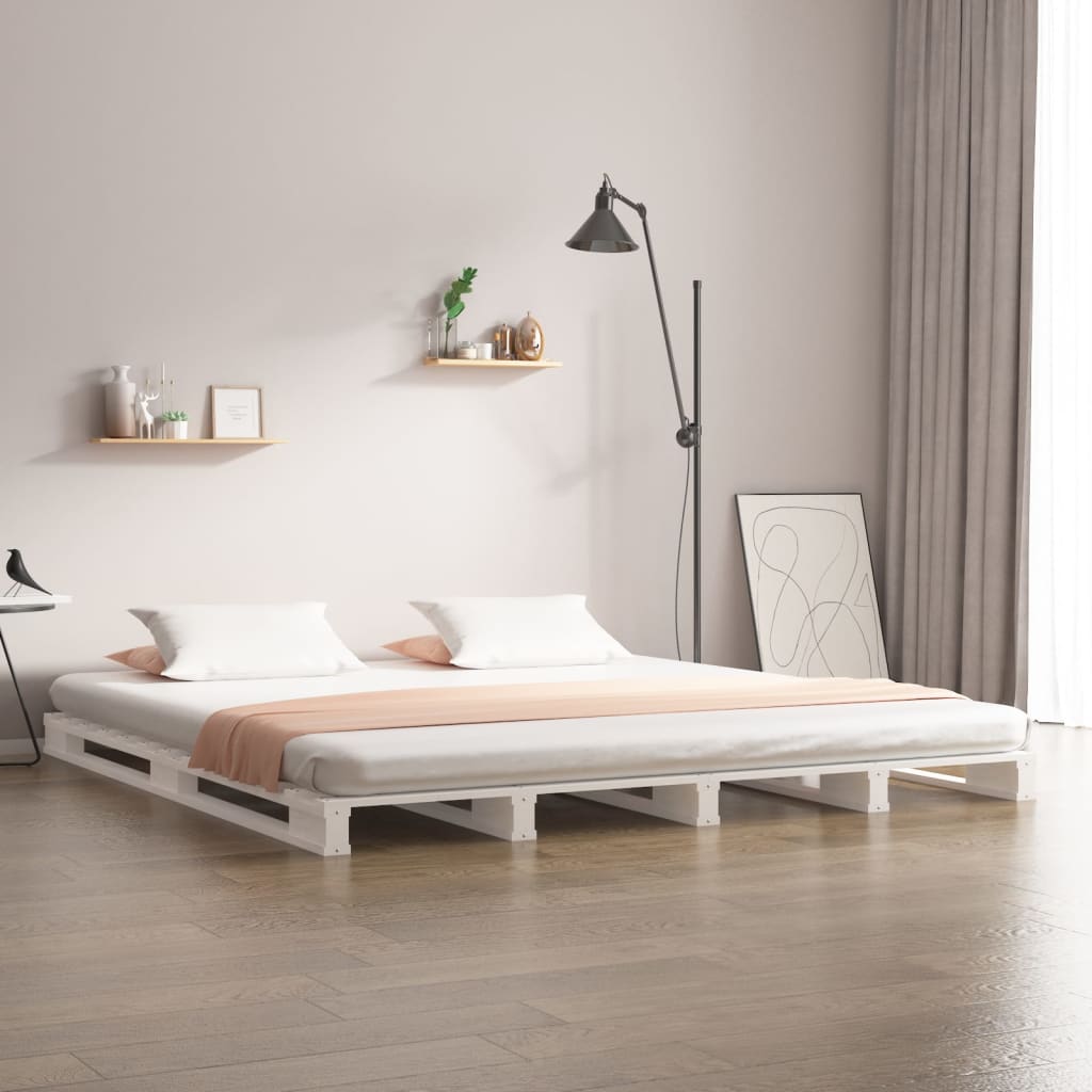 Berkfield Pallet Bed White 140x190 cm Solid Wood Pine