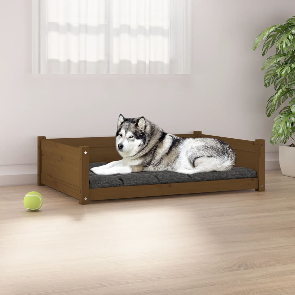 Berkfield Dog Bed Honey Brown 105.5x75.5x28 cm Solid Pine Wood