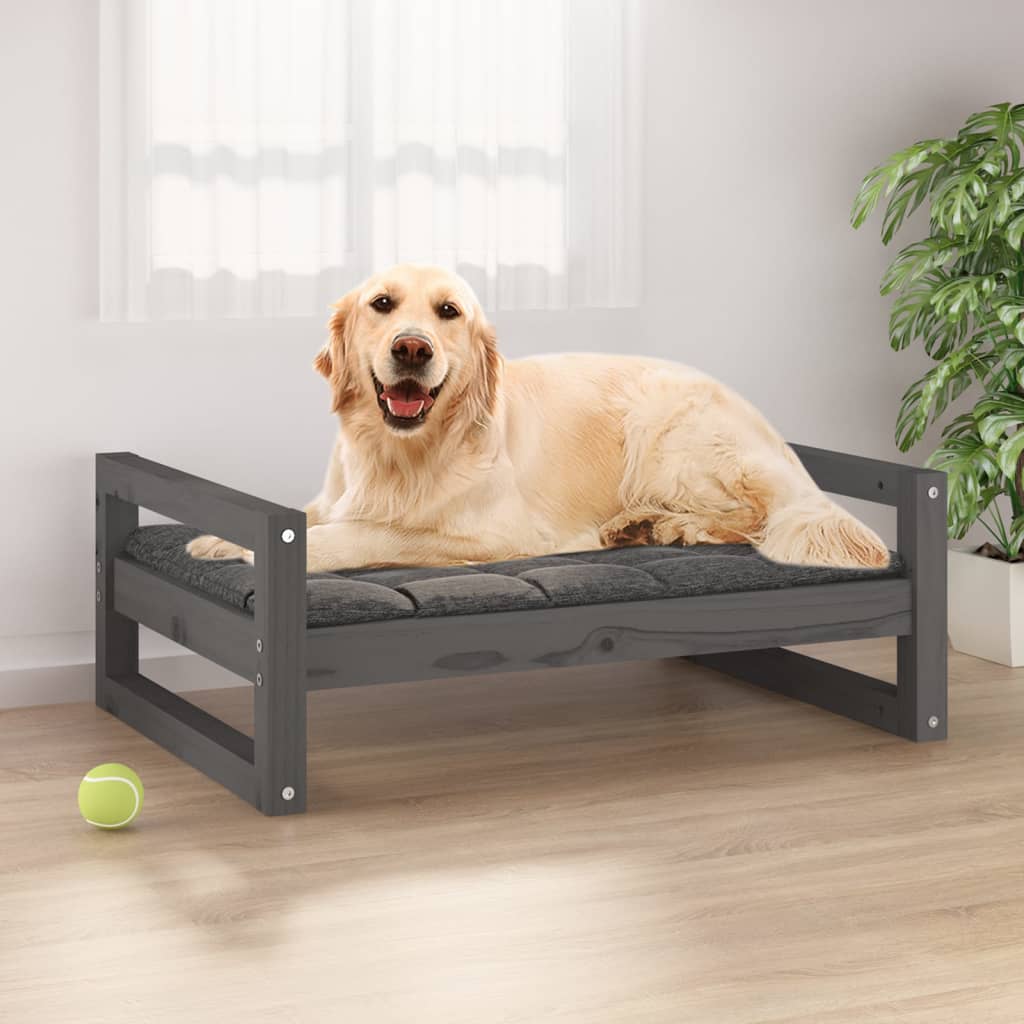 Berkfield Dog Bed Grey 75.5x55.5x28 cm Solid Pine Wood Berkfield Home