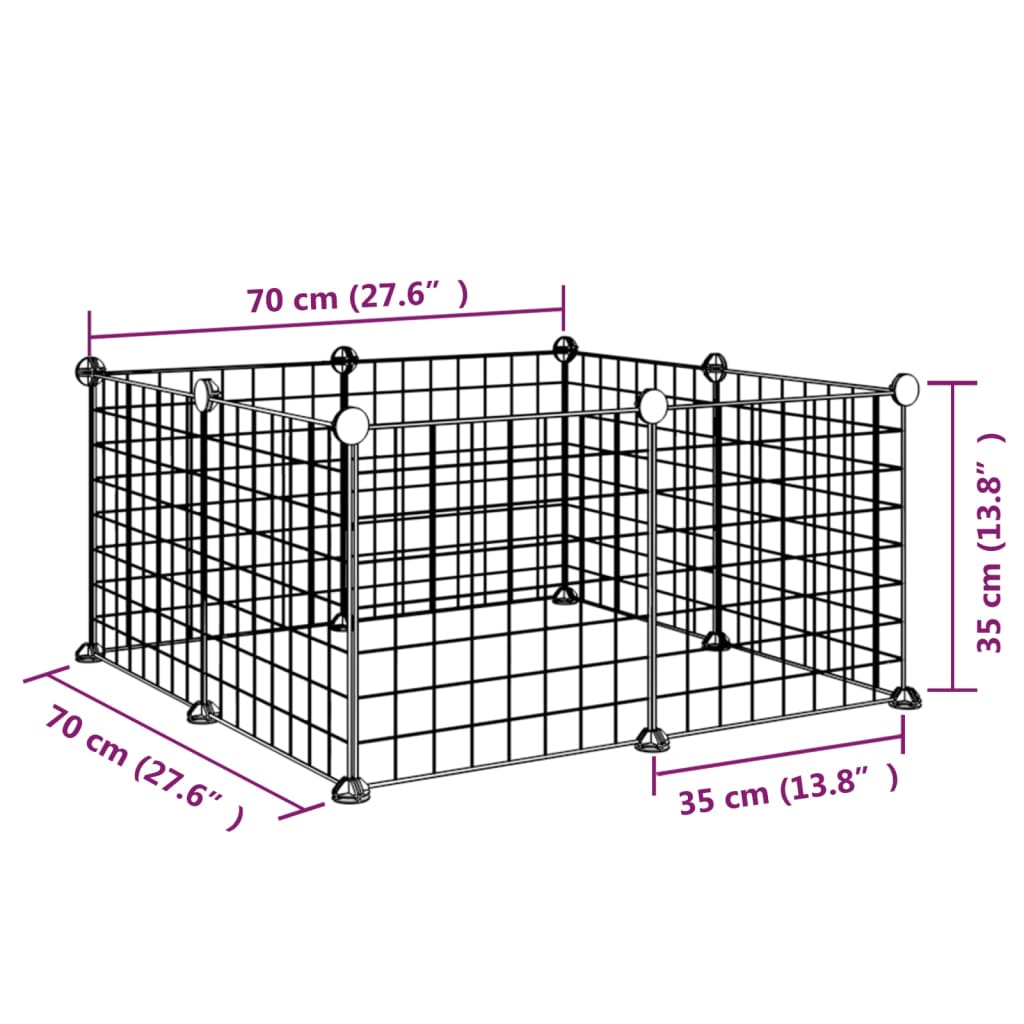 Berkfield 8-Panel Pet Cage Black 35x35 cm Steel