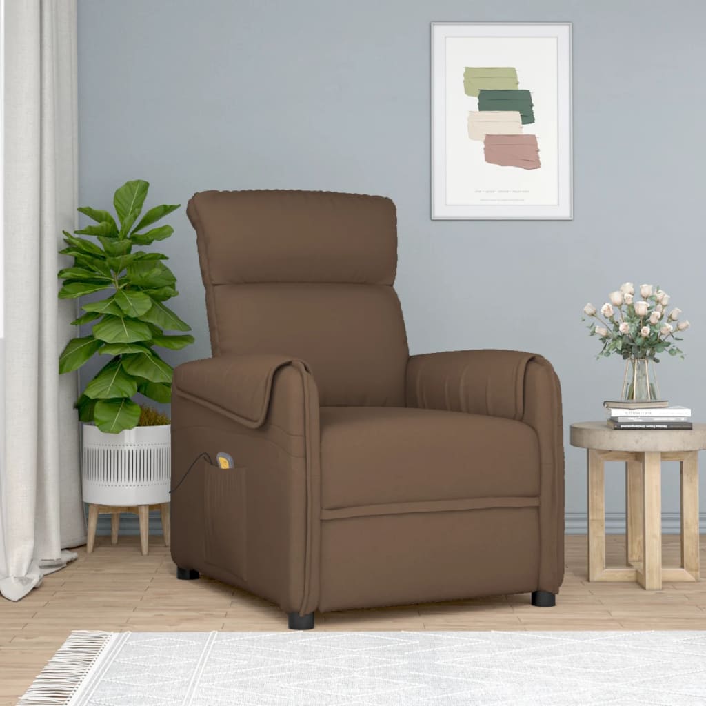 Berkfield Massage Chair Brown Fabric