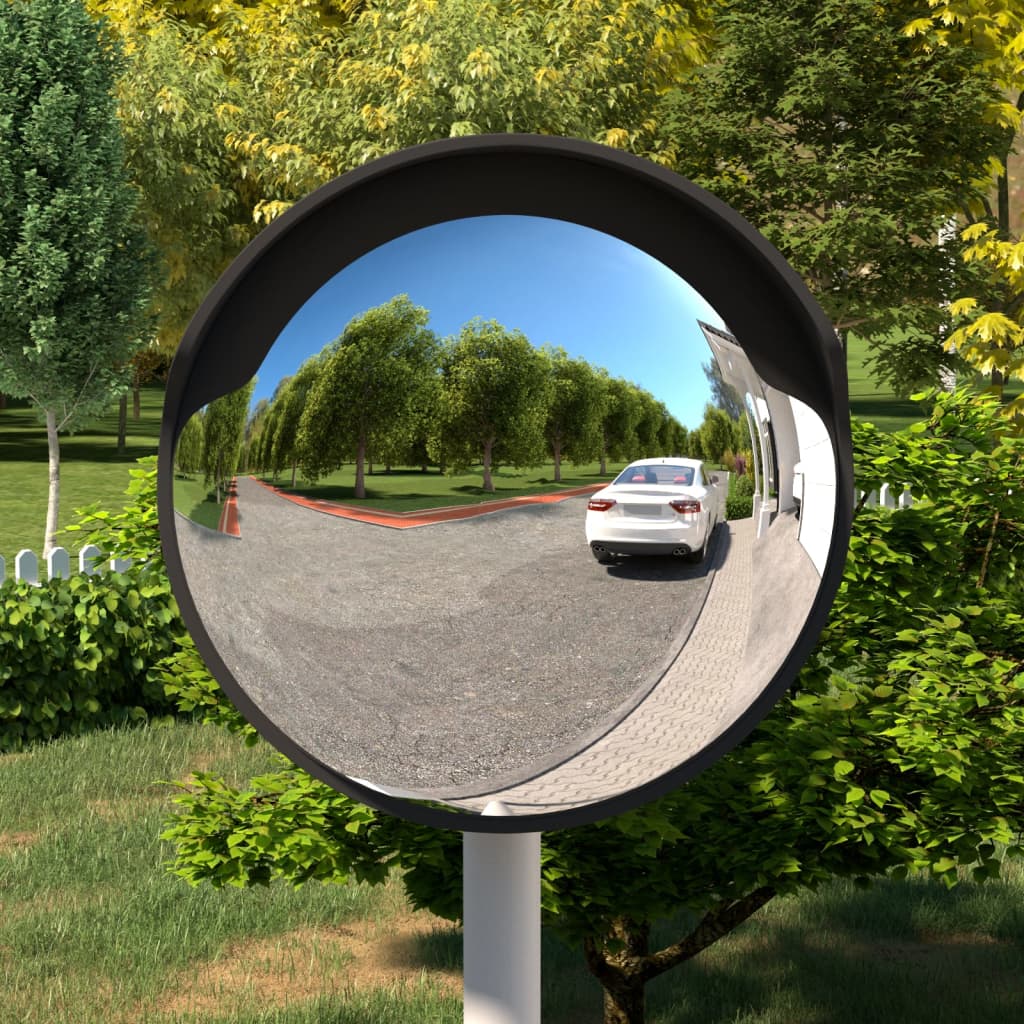Berkfield Outdoor Convex Traffic Mirror Black �_�”�_45 cm Polycarbonate