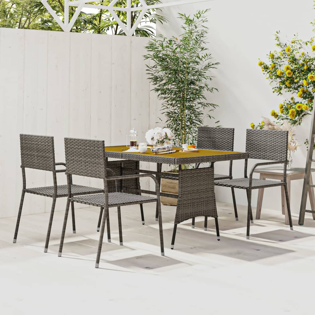 Berkfield 5 Piece Outdoor Dining Set Poly Rattan Grey