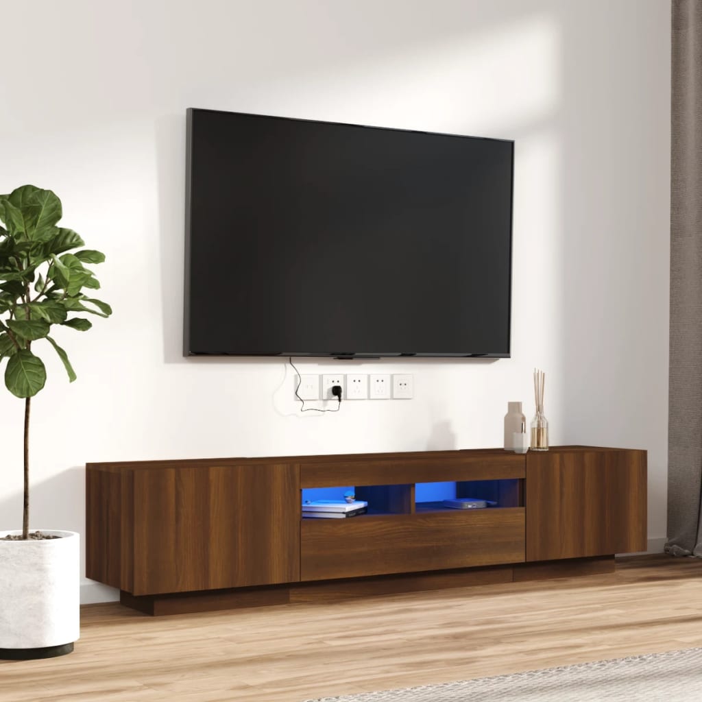 Berkfield 2 Piece TV Cabinet Set with LED Lights Brown Oak Engineered Wood